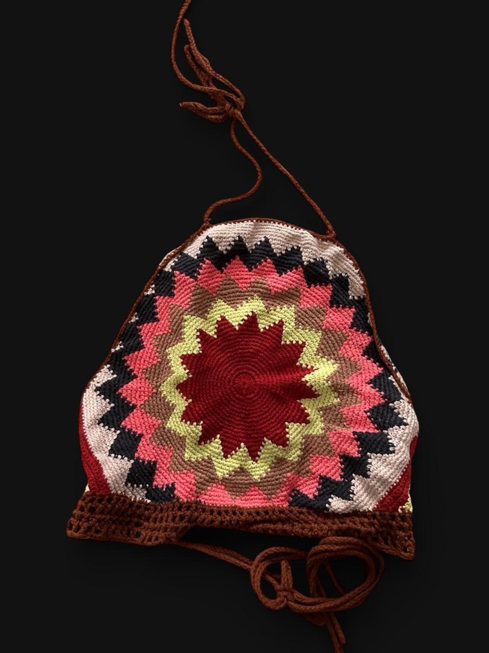 Urban Outfitters Multicolor Crochet Halter Top in Red, Pink, Lime & Brown